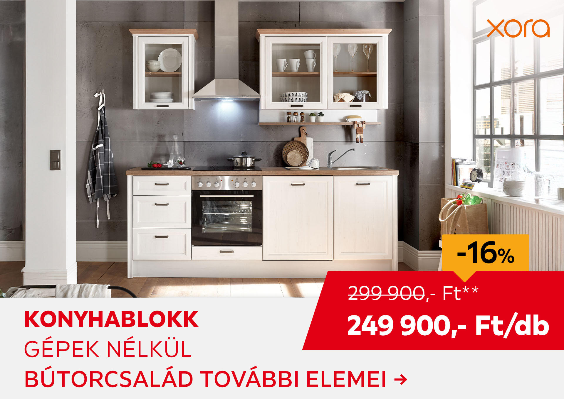 KONYHABLOKK GÉPEK NÉLKÜL Kiemelt termék 299900 Ft.- helyett 249900 Ft.-