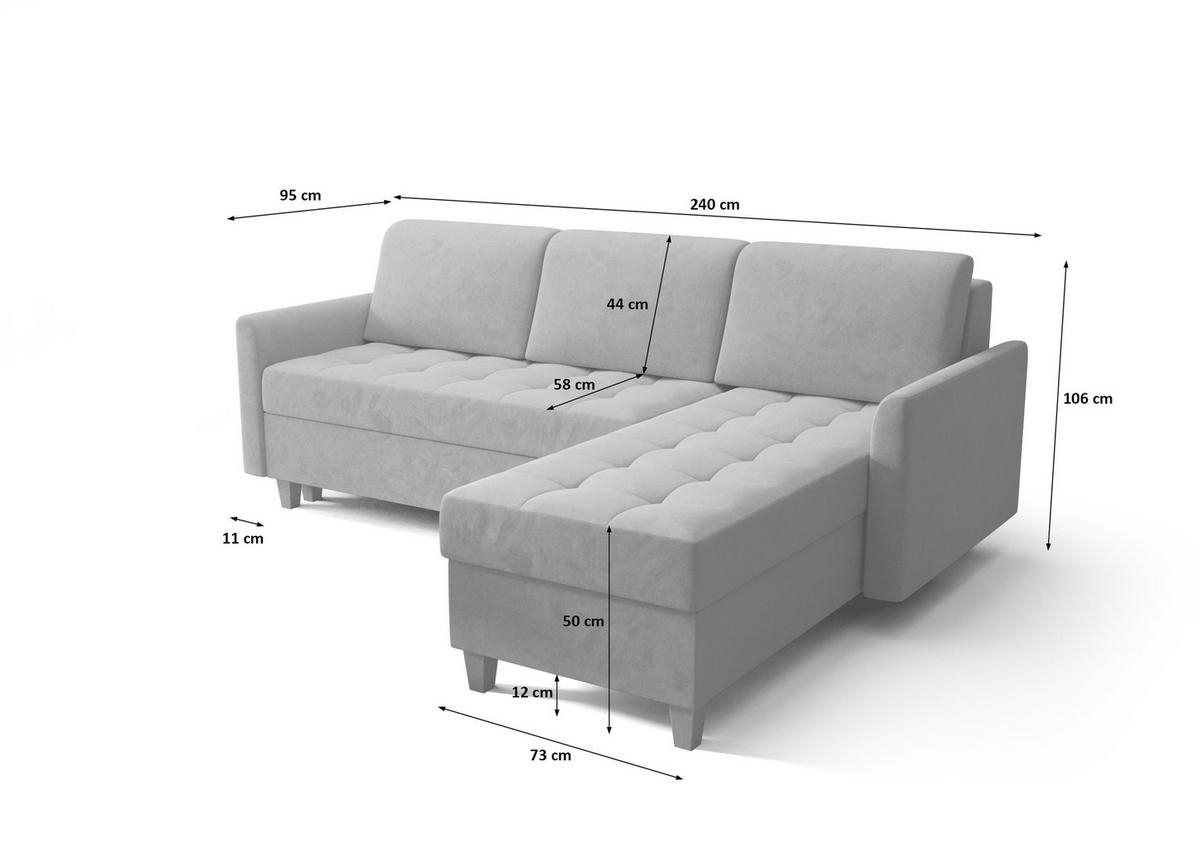 ECKSOFA KONGO RBN08, Eckcouch in L-Form mit Schlaffunktion, Farbe: Schwarz, Kunstleder, Ottomane Rechts - Schwarz, Textil (240/180cm) - O-Sofa