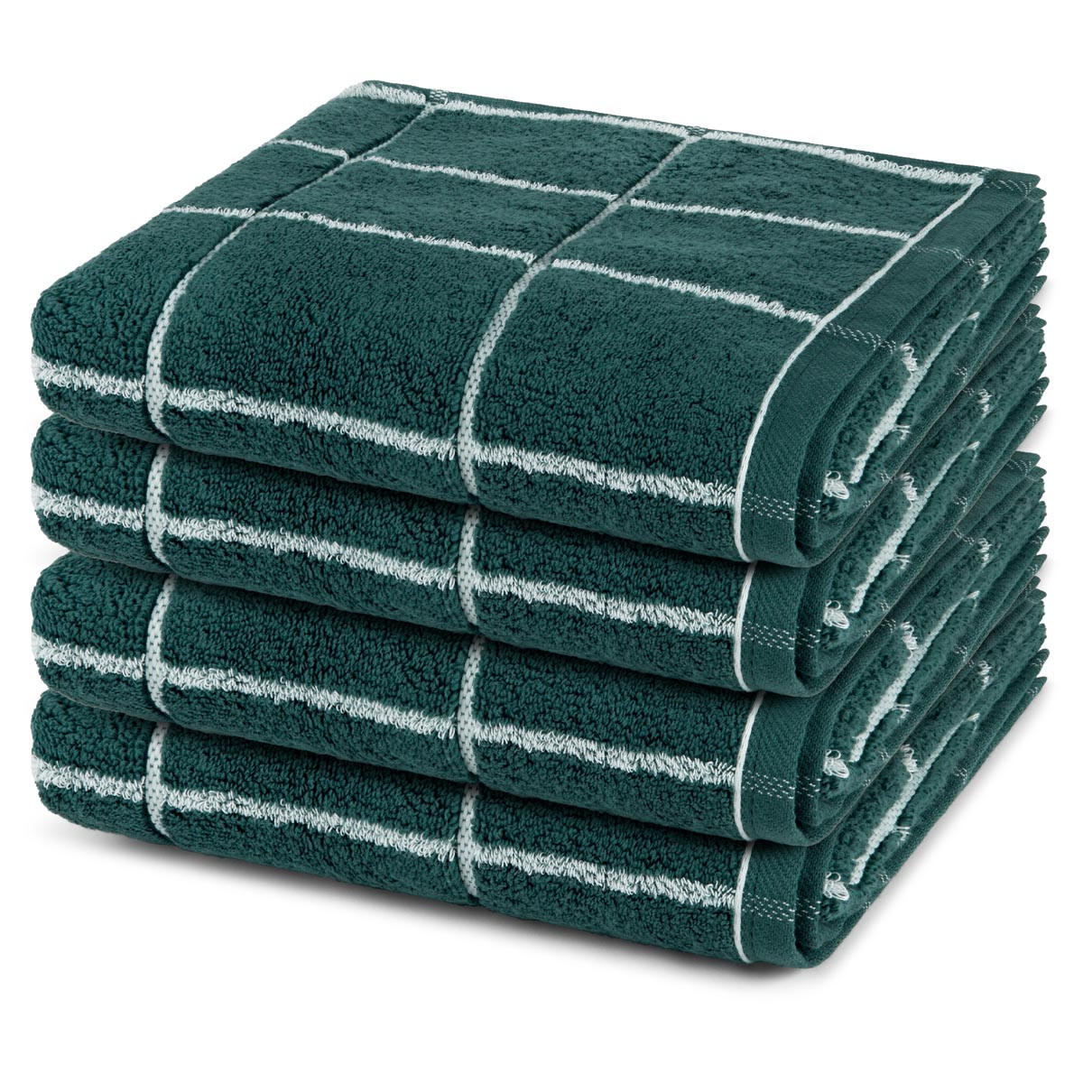 HANDTUCH Sensual Skin Karo 4er-Set - Dunkelgrün, Textil (50/100cm) - Ross