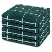 HANDTUCH Sensual Skin Karo 4er-Set - Dunkelgrün, Textil (50/100cm) - Ross