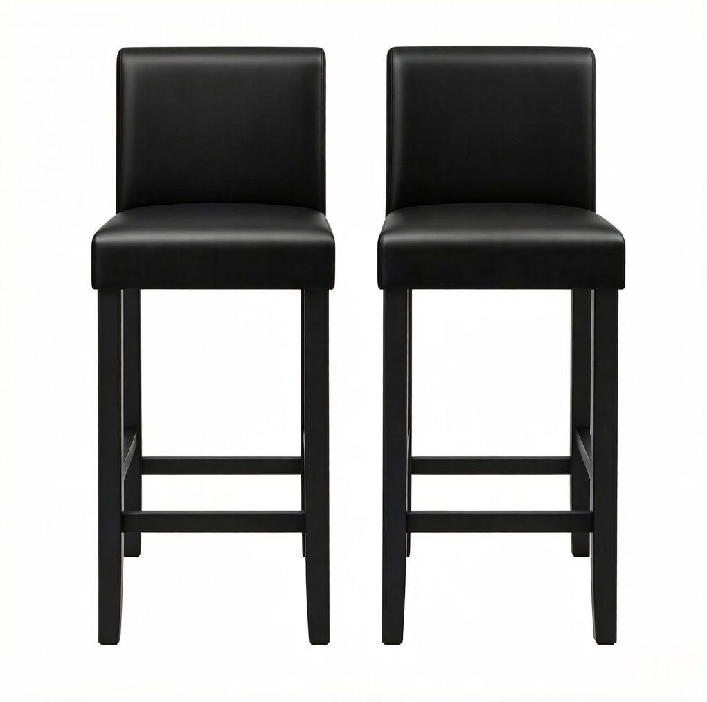 BARHOCKER 2er-Set mit Rückenlehne 48 x 41,5 x 110,5 cm Schwarz - Schwarz, Holz (41.5/110.5/48cm) - Meubliv
