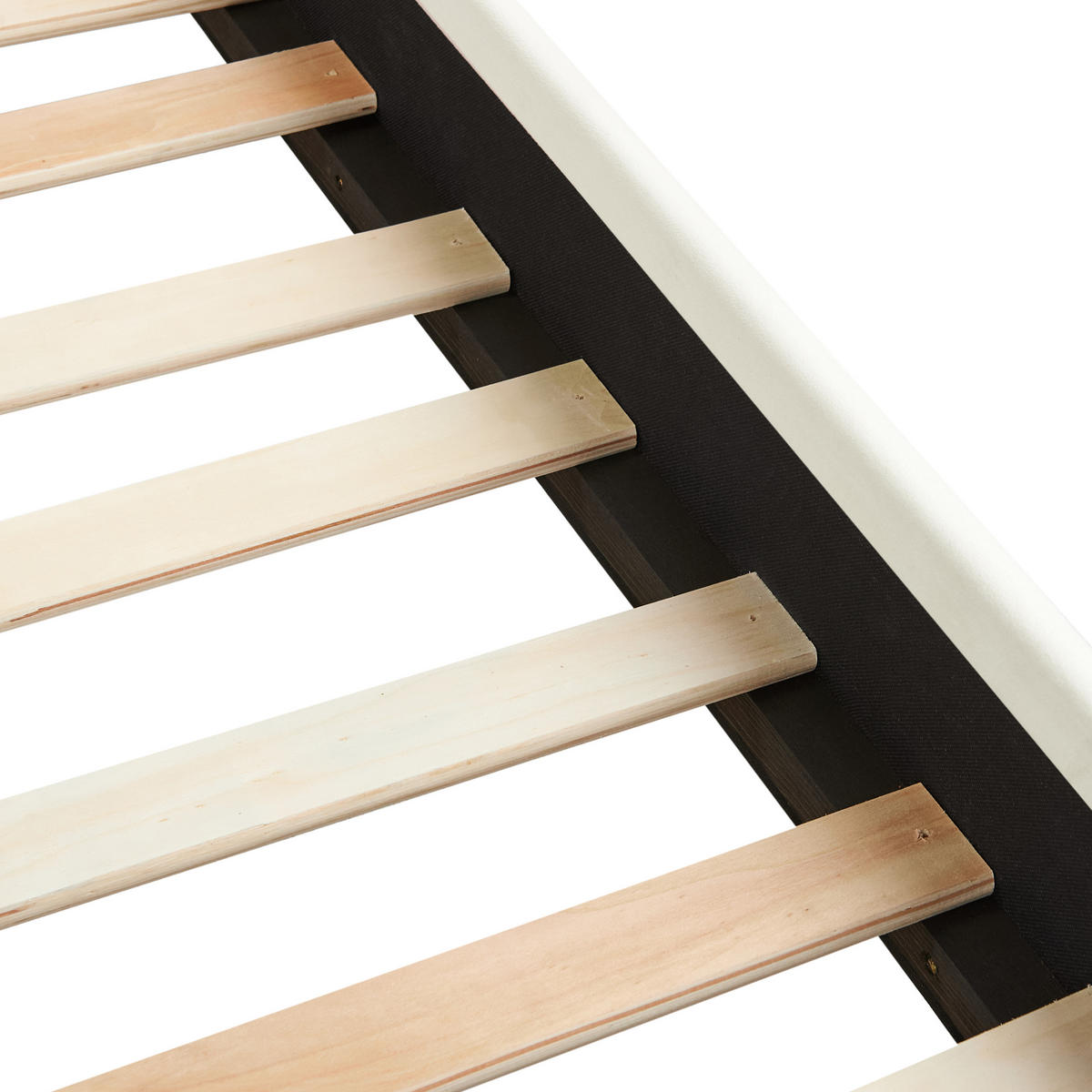 BETT mit Lattenrost 180/200 cm Cremeweiß Vincennes - Schwarz/Weiß, Textil (180/200cm) - Beliani