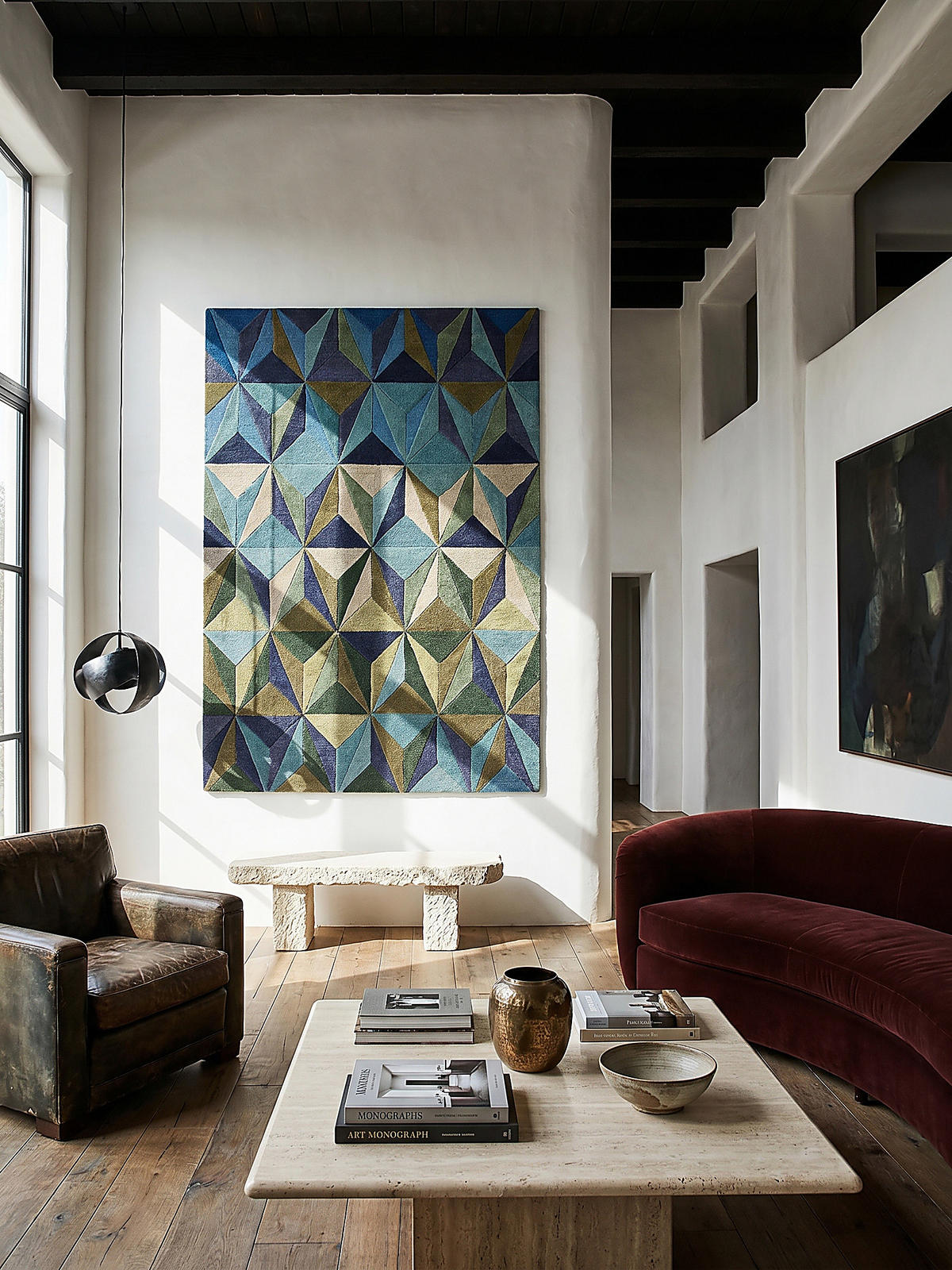 WOLLTEPPICH DERWENT, geometrisch, Florhöhe 10 mm, Blau-Grün, 120 x 170 cm - Blau, Textil (120/170cm) - KADIMA DESIGN