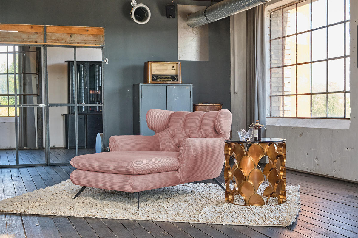 LONGSEAT CHAMRE Rosé - Schwarz/Rosa, Textil/Metall (130/95/160cm) - KAWOLA