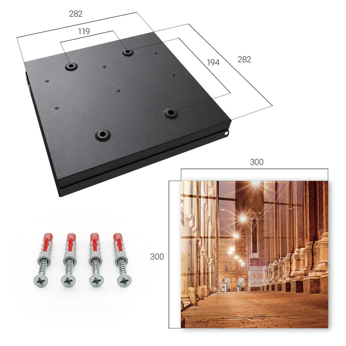 SCHLÜSSELBOX Schwarz 30x30 cm- Türöffnung nach rechts - Stadtnacht - Orange, Metall (30/30/5cm) - TULUP
