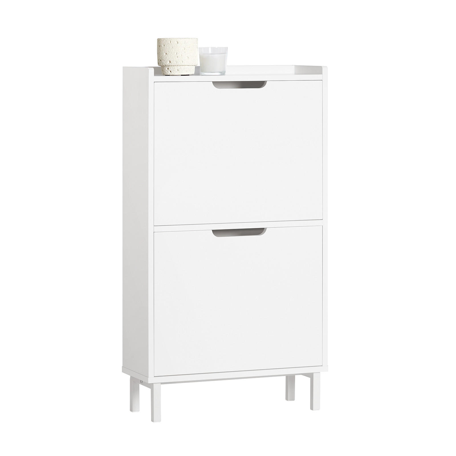 SoBuy BOTNÍK se 2 zásuvkami Bílá 50x19x90cm Minimalistický