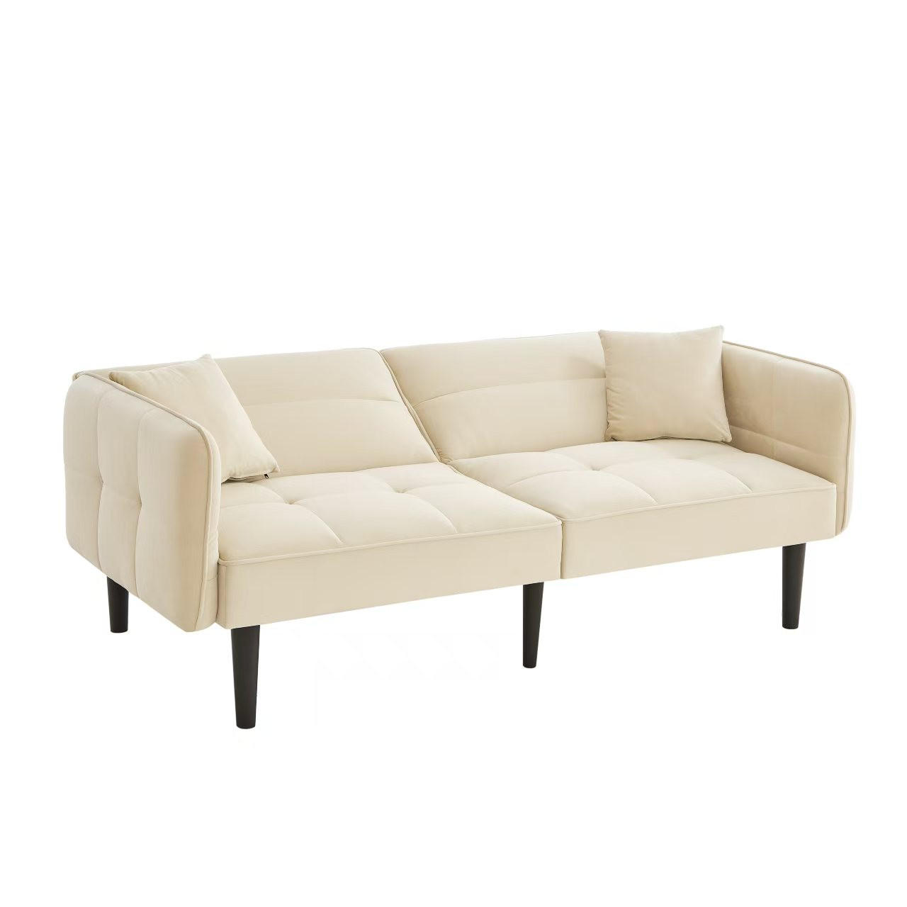 SCHLAFSOFA 2-in-1 mit Samtbezug und Armlehnen - Beige, Kunststoff (176/76/78cm)