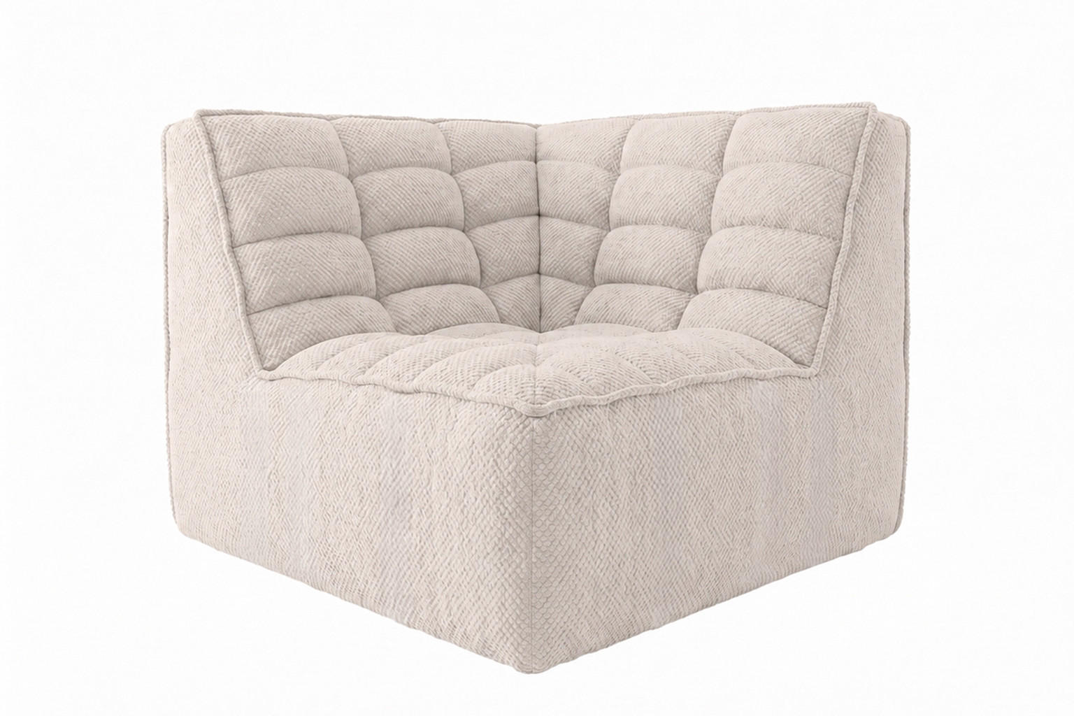 ECKMODUL, Modul, Plüschstoff Pop, Ice, LAZY - Weiß, Holz (93/76/93cm) - Kaiser Möbel