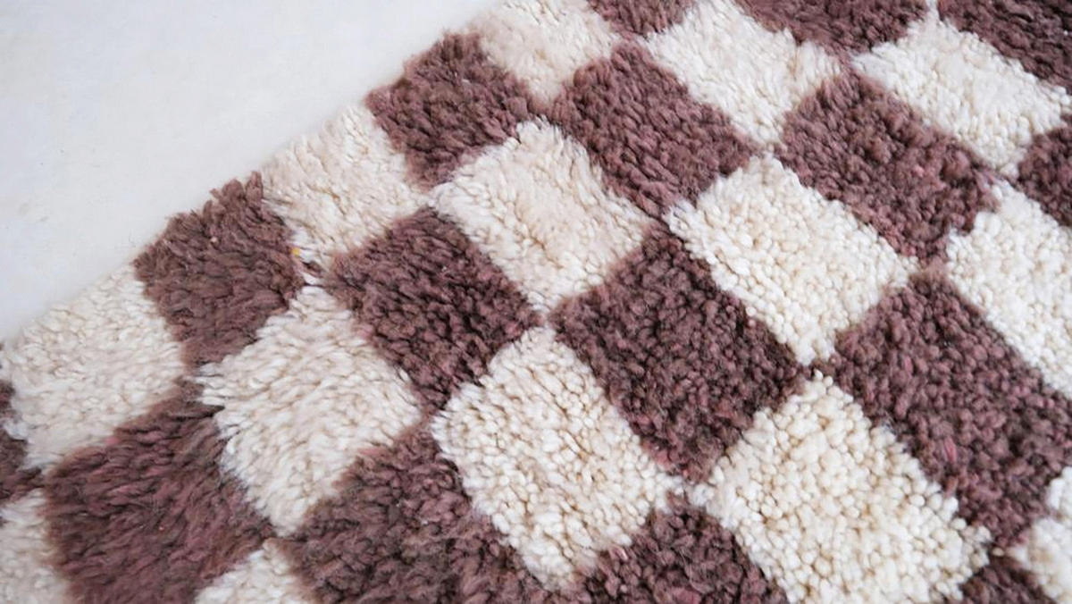 BERBERTEPPICH aus Marokko aus Wolle kariert 200x 300 cm - Braun, Naturmaterialien (200/300cm) - AFK Living