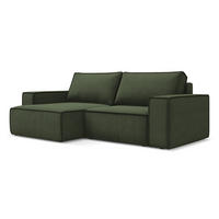 ECKSOFA mit Schlaffunktion Strukturstoff Stoff Grün - Schwarz/Olivgrün, Kunststoff/Textil (148/257cm) - Makamii