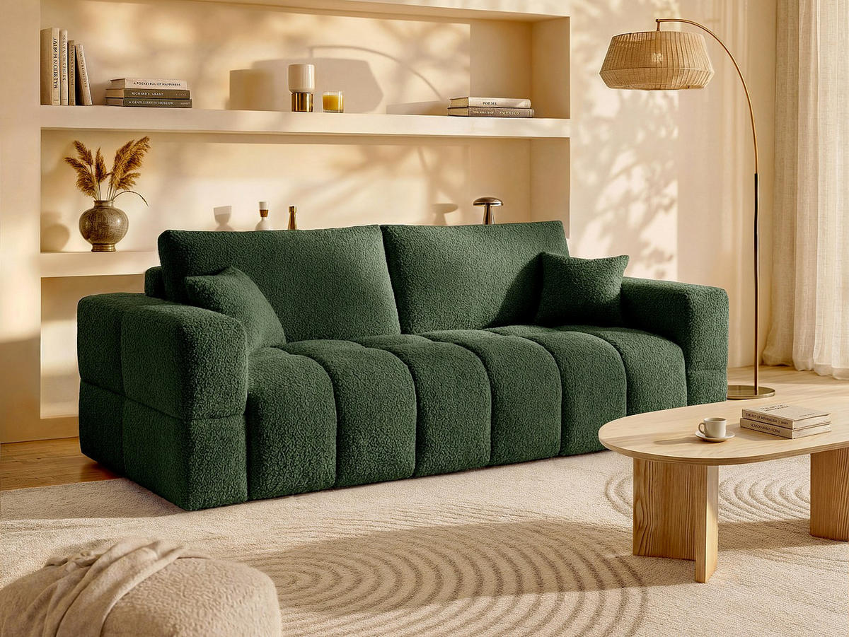 SCHLAFSOFA - 3 Personen - Stoff - Grün - - Grün, Textil (215/90/105cm) - Vente-Unique
