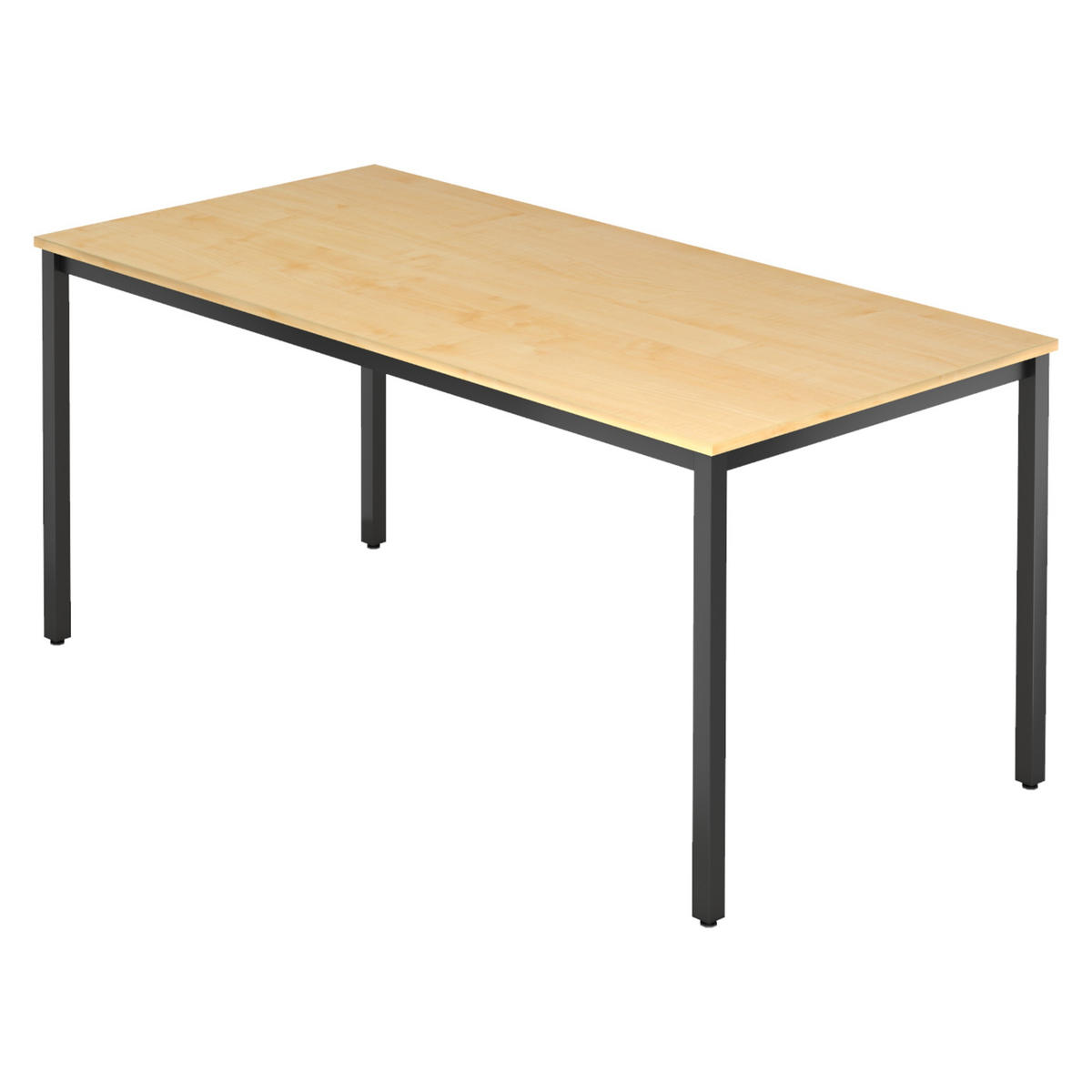 BESPRECHUNGSTISCH Serie-D 80/160/72 cm in Ahornfarben/Vierkantrohr schwarz - Ahornfarben/Schwarz, Holzwerkstoff (80/160/72cm) - bümö