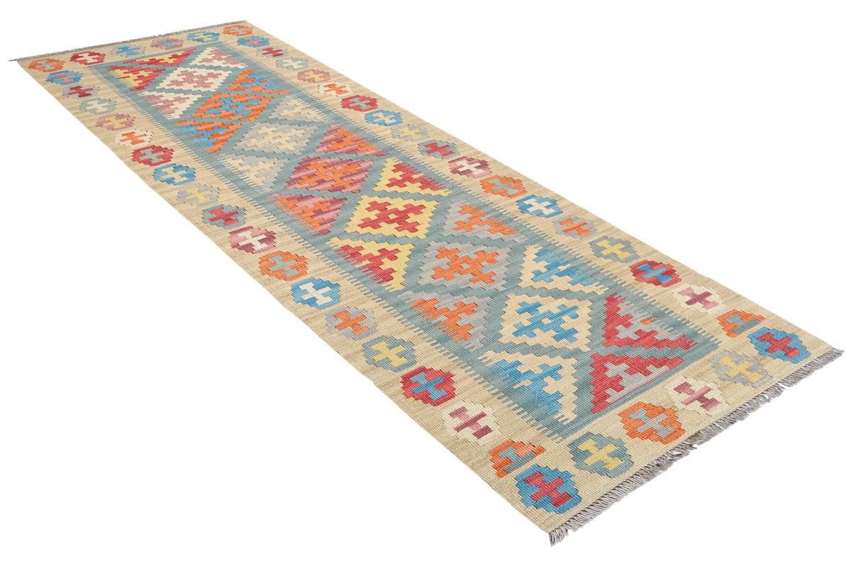 HANDWEBTEPPICH Kelim Gashgai Türkis 237/60 cm Schurwolle - Türkis, Textil (60/237cm) - Looma