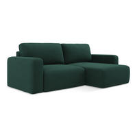 ECKSOFA mit Schlaffunktion rechts Strukturstoff Stoff Grün - Dunkelgrün/Schwarz, Kunststoff/Textil (244/149cm) - Makamii