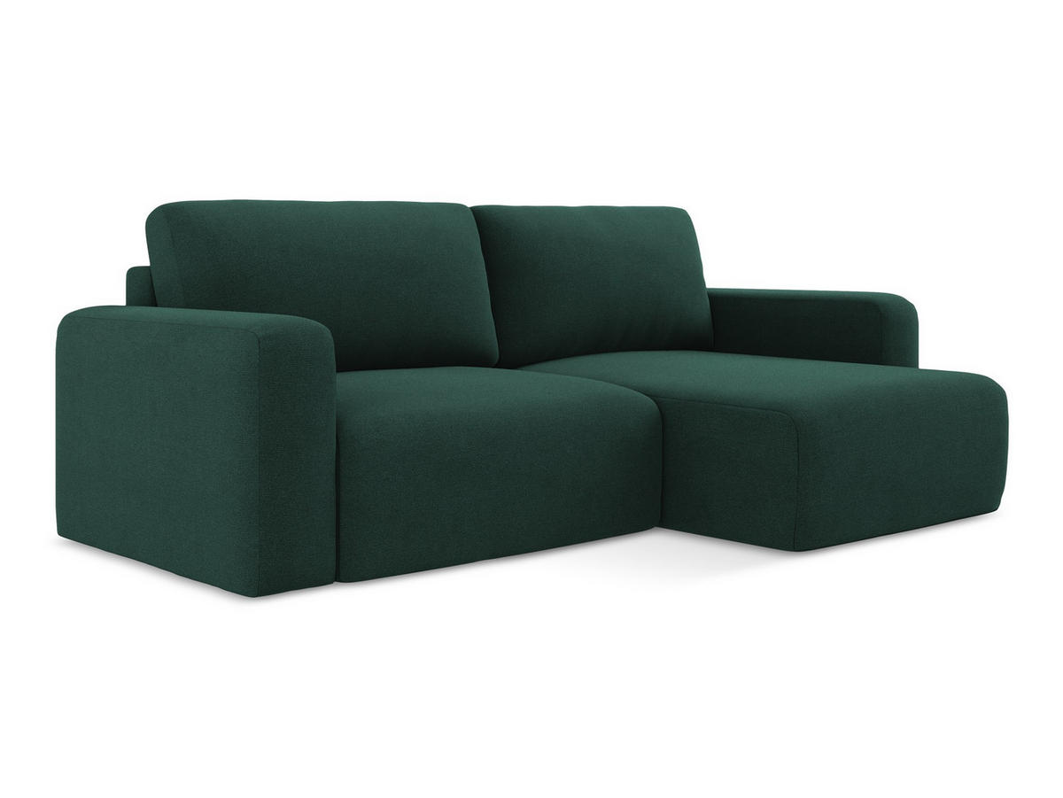 ECKSOFA mit Schlaffunktion rechts Strukturstoff Stoff Grün - Dunkelgrün/Schwarz, Kunststoff/Textil (244/149cm) - Makamii