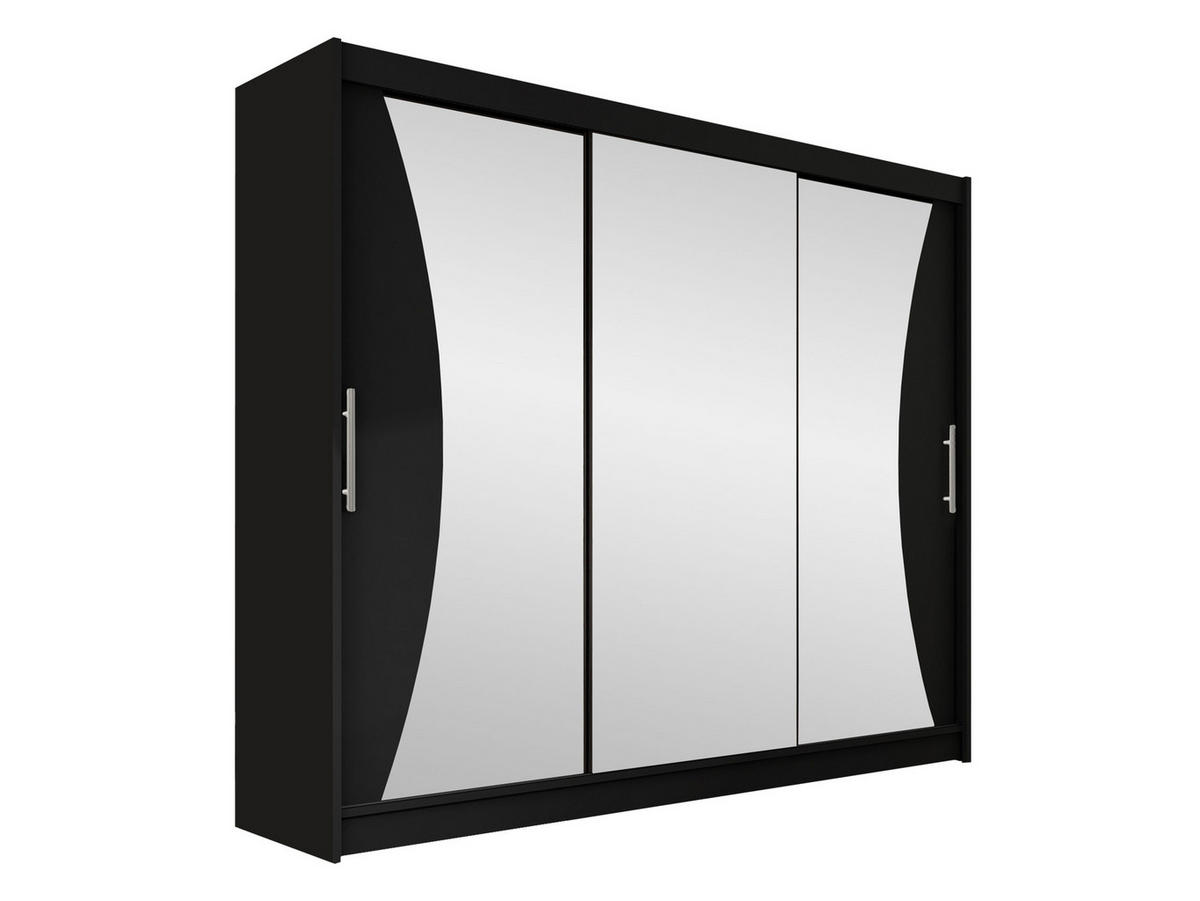 KLEIDERSCHRANK Aston IV - Silberfarben/Schwarz, Holzwerkstoff/Kunststoff (250/215/58cm) - MIRJAN24