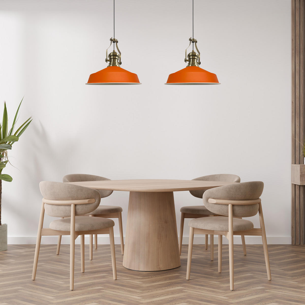 PENDELLEUCHTE Asletl Vintage 2 Flammig 41/36 cm - Weiß Hochglanz/Orange, Metall (36/41/36cm) - Bamyum