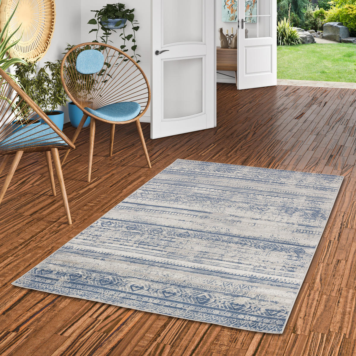 DESIGNER TEPPICH MODERNE ORIENT VINTAGE KLASSIK - Blau, Textil (80/150cm) - Pergamon