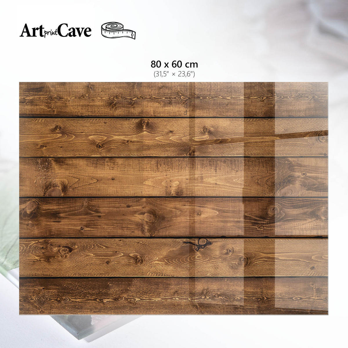 GLASPLATTE 80x60 cm – Holzbretter - Grau, Glas (0.4/80/60cm) - ArtPrintCave
