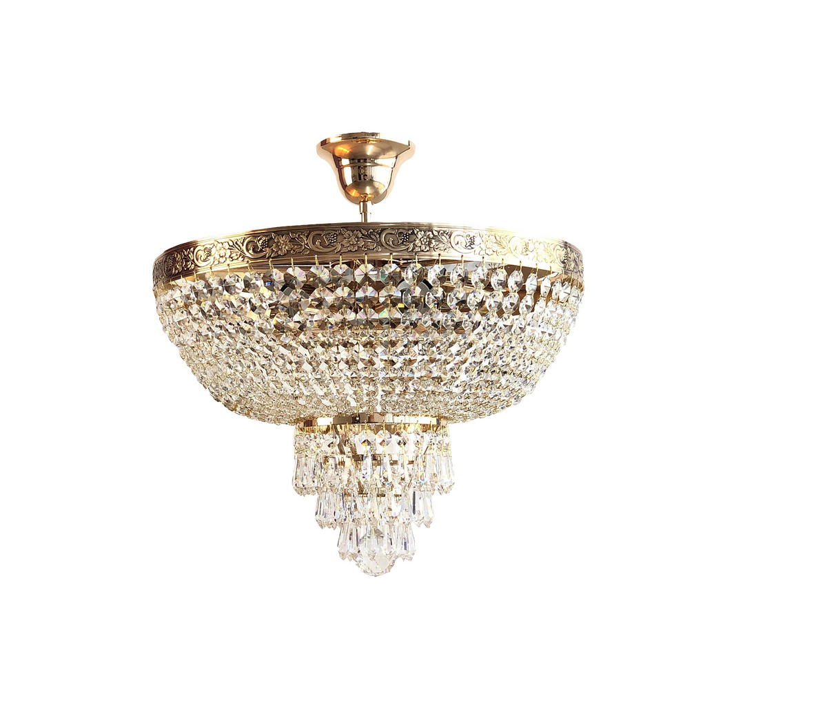 DECKENLEUCHTE Kristall PLAZA Ø50cm Gold gefertigt aus geschliffenen Kristallen - Goldfarben, Glas (50/50/44cm) - PGA Lights