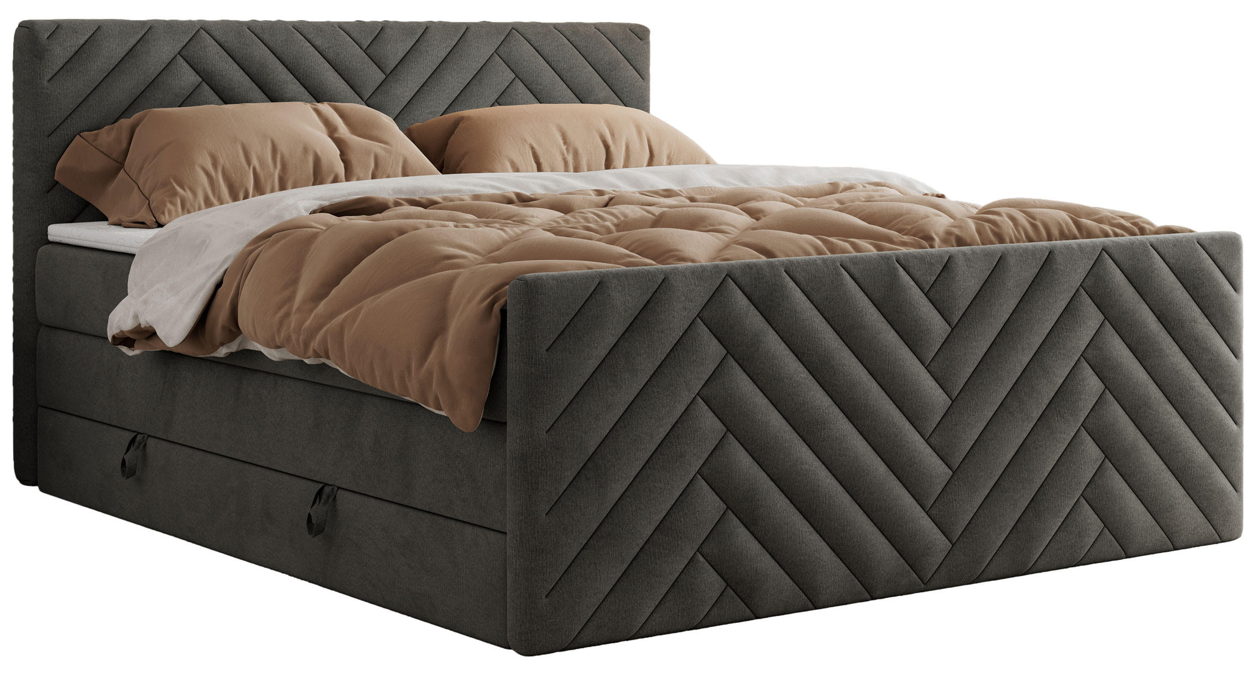 BOXSPRINGBETT PARIS KING DUO - 120/200 - Dunkelgrau Velvet - H3 - Dunkelgrau, Holz/Textil (120/200cm) - MKS