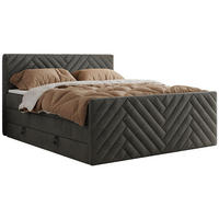 BOXSPRINGBETT PARIS KING DUO - 120/200 - Dunkelgrau Velvet - H3 - Dunkelgrau, Holz/Textil (120/200cm) - MKS