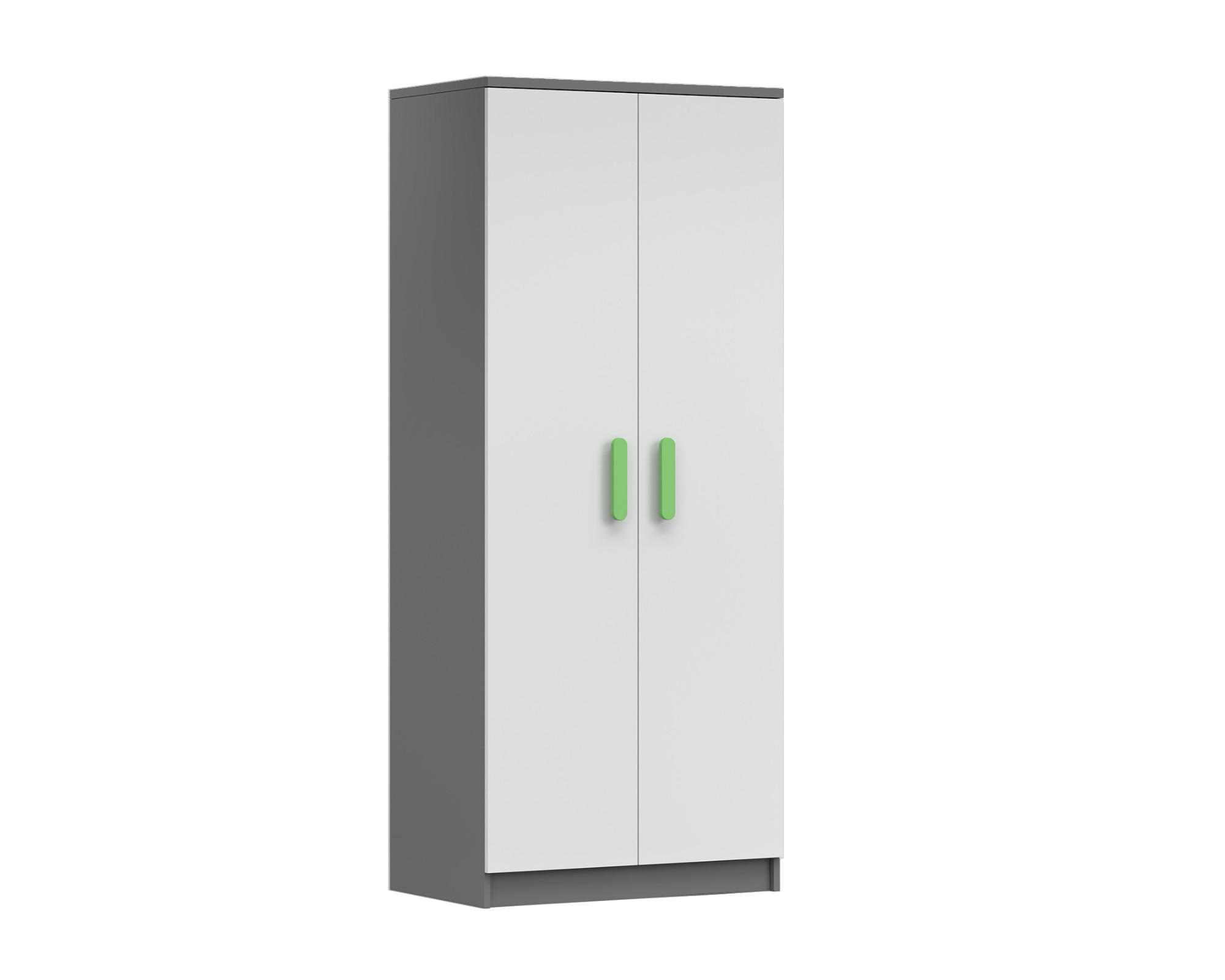 KINDERKLEIDERSCHRANK INGE 06 80/193/50 cm Weiß+Grau/Grün - Weiß/Grau, Holzwerkstoff (80/192/50cm) - Deine Möbel 24