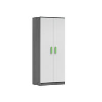 KINDERKLEIDERSCHRANK INGE 06 80/193/50 cm Weiß+Grau/Grün - Weiß/Grau, Holzwerkstoff (80/192/50cm) - Deine Möbel 24