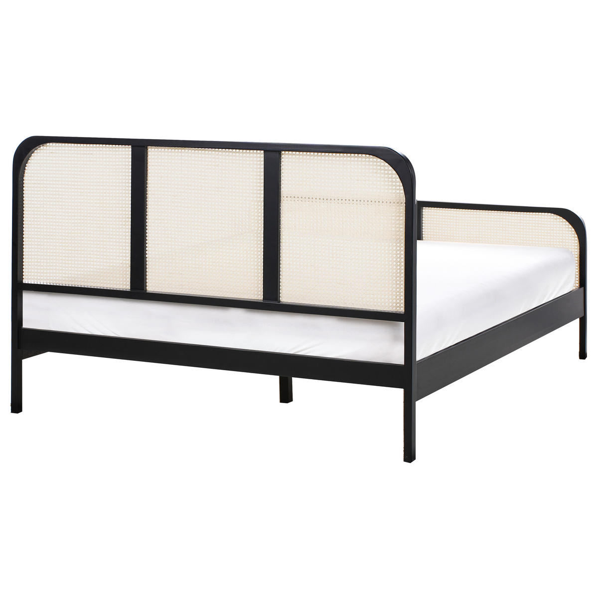 BETT mit Lattenrost 160/200 cm Hellbraun Gonfaron - Hellbraun/Schwarz, Holz (160/200cm) - Beliani