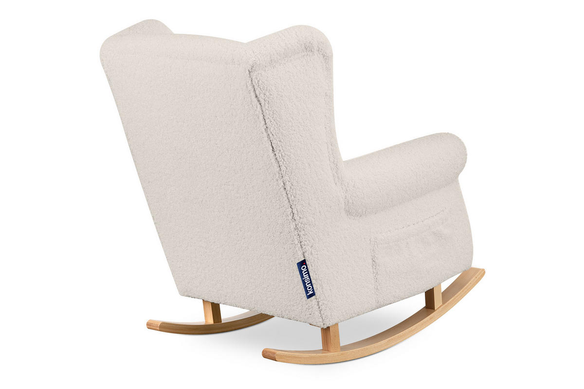 SCHAUKELSESSEL TULES mit Tasche für kleine Gegenstände, cremefarben - Eichefarben/Creme, Eichenholz/Holzwerkstoff (80/105/105cm) - KONSIMO®