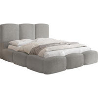 POLSTERBETT Harmony mit Bettkasten, Grau Boucle 120x200 cm - Birkefarben/Hellgrau, Holzwerkstoff/Kunststoff (120/200cm) - WFL GROUP