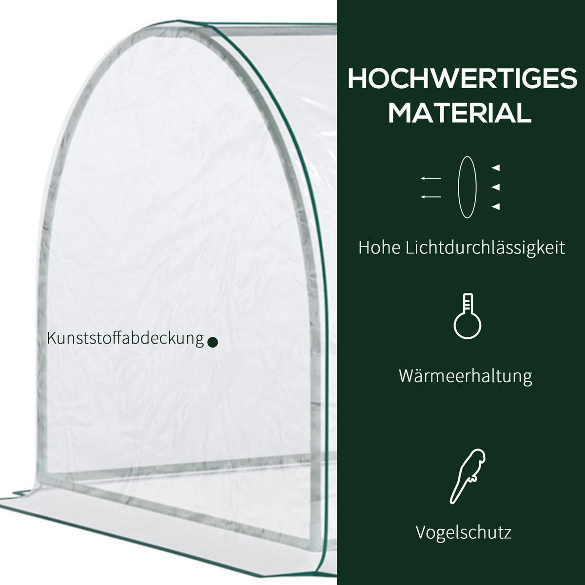 GEWÄCHSHAUS aus Kunststoff 250x100x80 cm in Transparent mit Tür - Transparent, Kunststoff (100/80/250cm) - Modfu