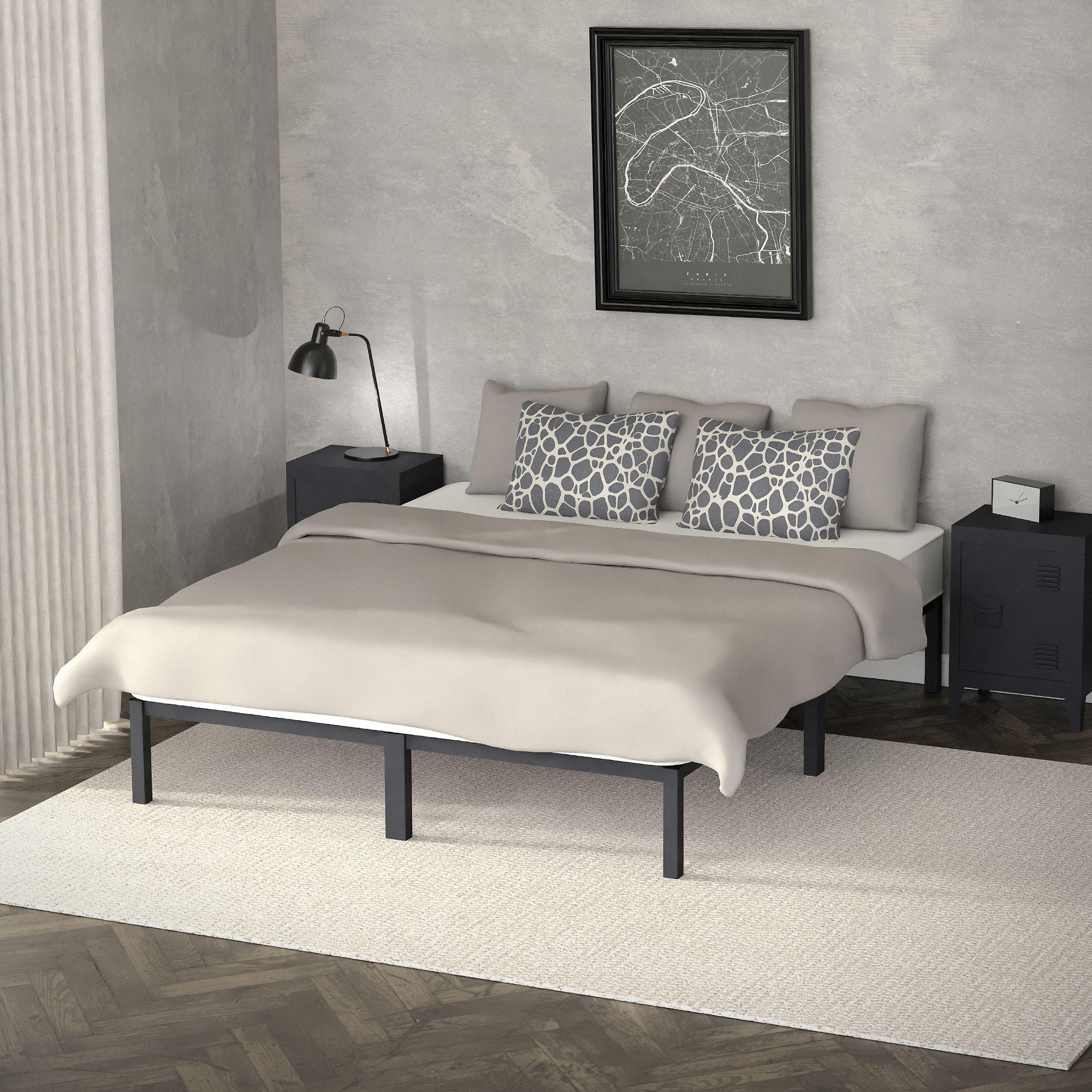METALLBETT 200/160 cm - Anthrazit, Metall (160/200cm) - ML-DESIGN