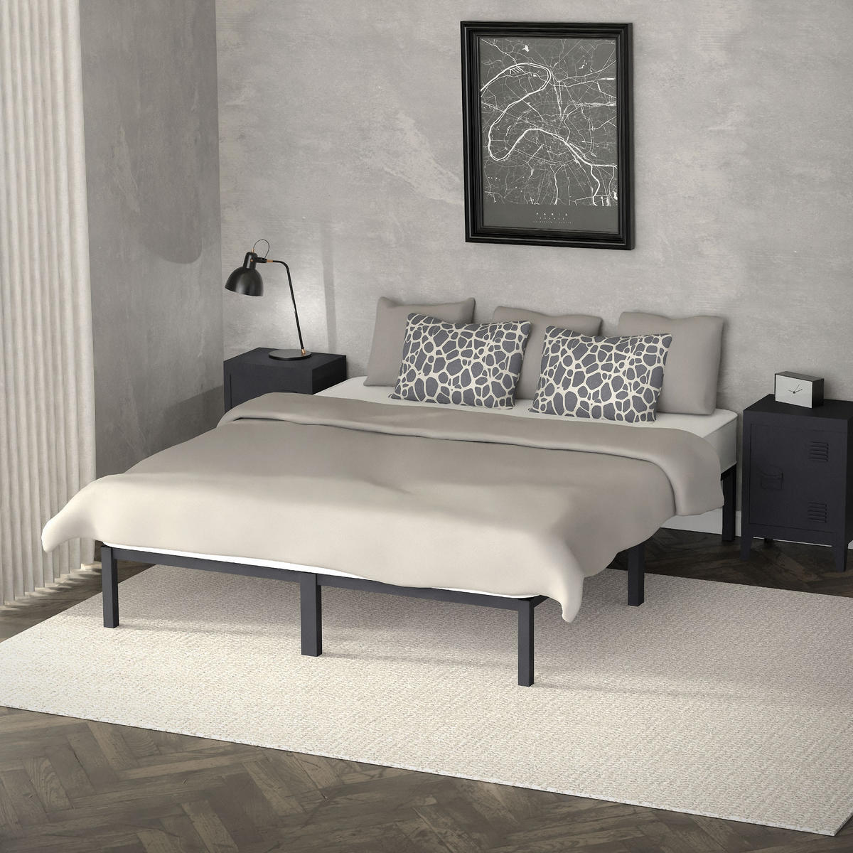 METALLBETT 200/160 cm - Anthrazit, Metall (160/200cm) - ML-DESIGN