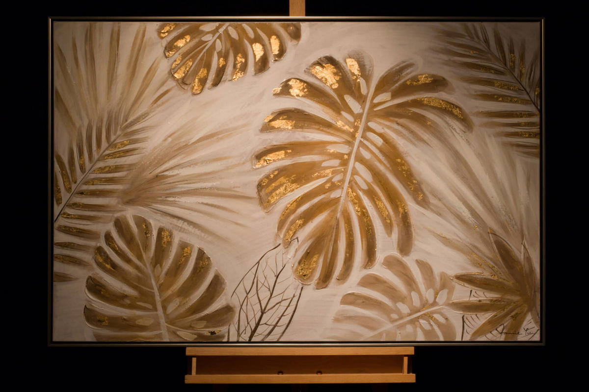 ACRYLBILD HANDGEMALT Gold 122/82 cm - Goldfarben/Braun, Textil (122/82cm) - KUNSTLOFT