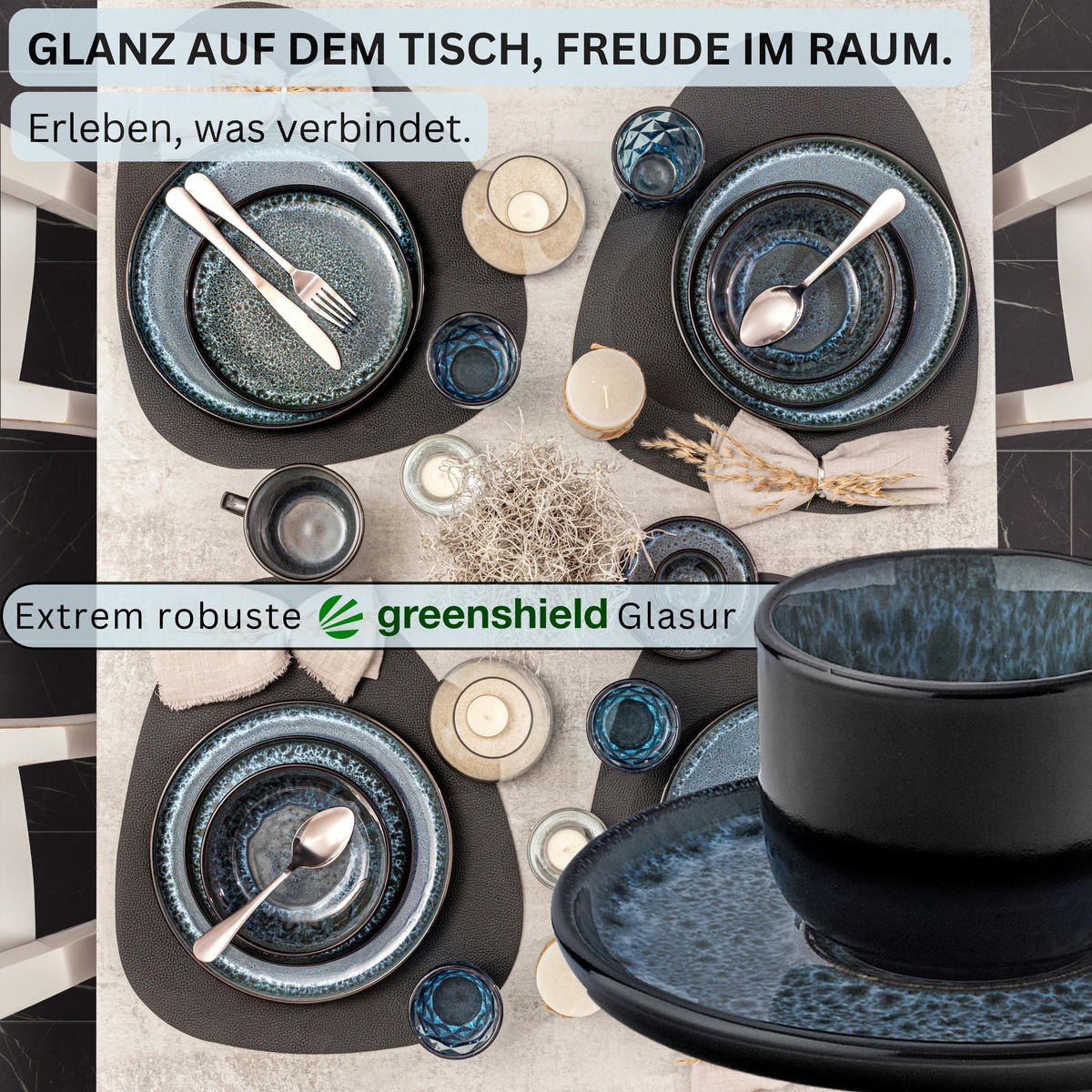 ESPRESSOTASSEN SET MANILA - 12 teilig aus Steingut - Blau, Stein (0.08L) - Sänger