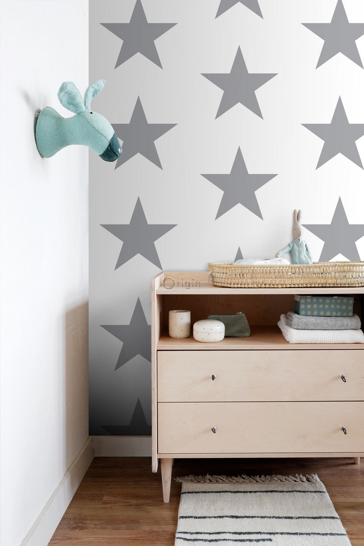 TAPETE Sterne 53 cm x 10.05 m - Schwarz, Papier (53/0.1cm) - Origin Wallcoverings
