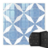 SCHLÜSSELBOX Schwarz 30x30 cm- Türöffnung nach rechts - Geometrisches Muster - Blau, Metall (30/30/5cm) - TULUP