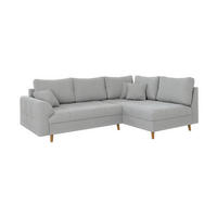 ECKSOFA Alma Hellgrau Cord - Ottomane rechts - Hellgrau/Braun, Holz/Textil (231/161cm) - S-Style Möbel