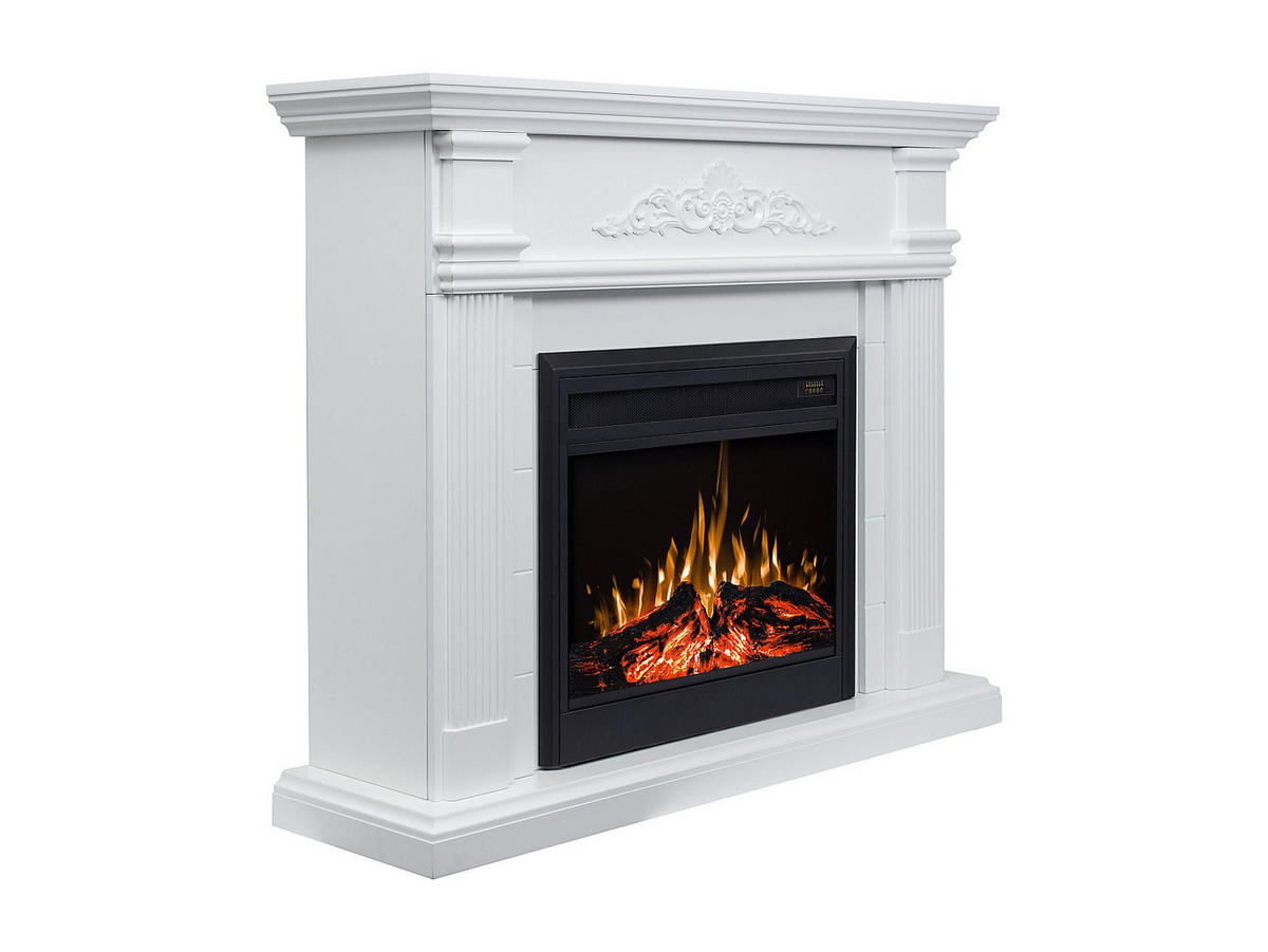 KAMIN - 140 x 37 - glas - weiß Otemanu - Weiß, Glas (140/112/37cm) - Vente-Unique