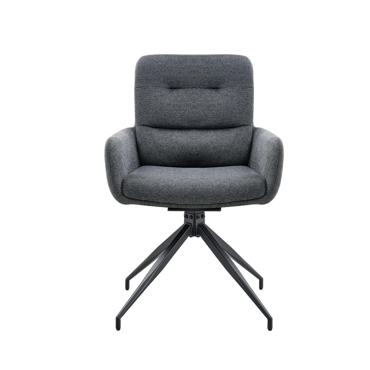 ESSZIMMERSTUHL 2er set stoff leinenoptik gepolstert drehbar metallgestell - Dunkelgrau, Textil (55/85/50cm) - Urban Meuble