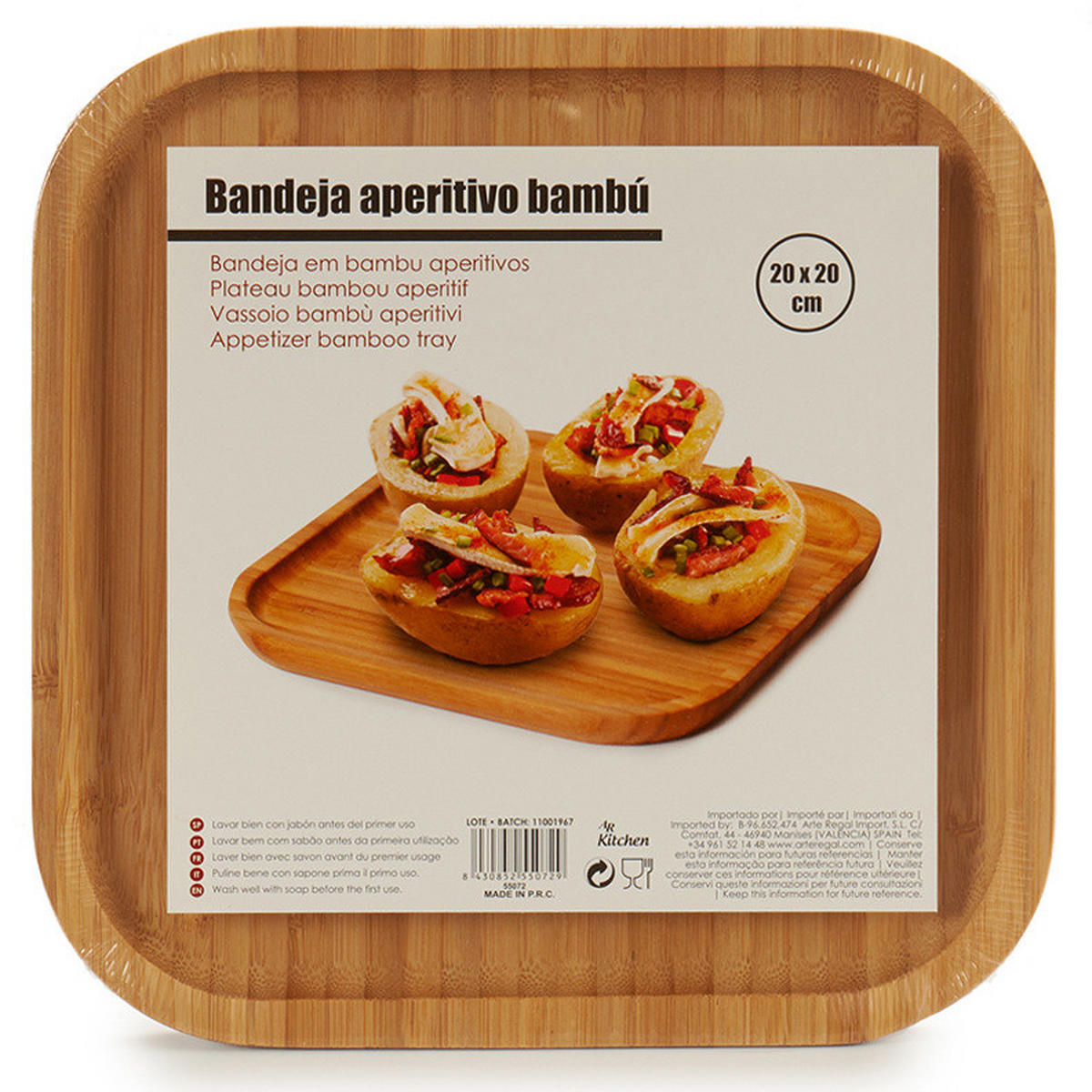 SNACKPLATTE Squared Braun 20/20/1,5 cm - Braun, Naturmaterialen (20/1.5/20cm) - Kinvara