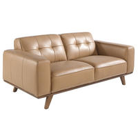 CHESTERFIELD-SOFA Chester 2-sitzer relaxsofa in leder sand 181/95/78 cm - Beige/Walnussfarben, Leder (181/78/95cm) - ANGEL CERDA