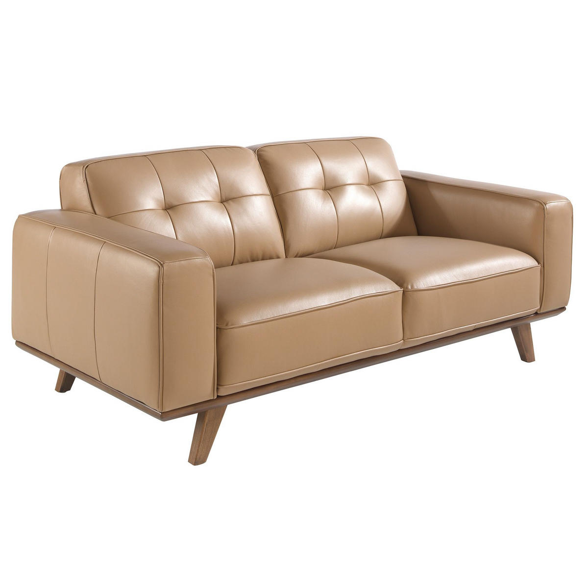 CHESTERFIELD-SOFA Chester 2-sitzer relaxsofa in leder sand 181/95/78 cm - Beige/Walnussfarben, Leder (181/78/95cm) - ANGEL CERDA