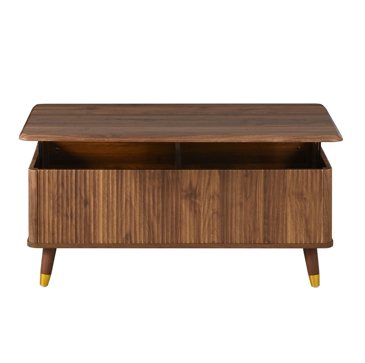COUCHTISCH aus MDF 97x52x56,5 cm in Walnuss mit höhenverstellbarer Tischplatte - Walnussfarben, Holzwerkstoff (97/52/56.5cm) - Modfu