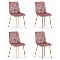 ESSZIMMERSTUHL 4-er Set TYRA rosa Sitz, Beine in Holzfarbe - Pink/Eichefarben, Textil (44.5/87/54.5cm) - Valora
