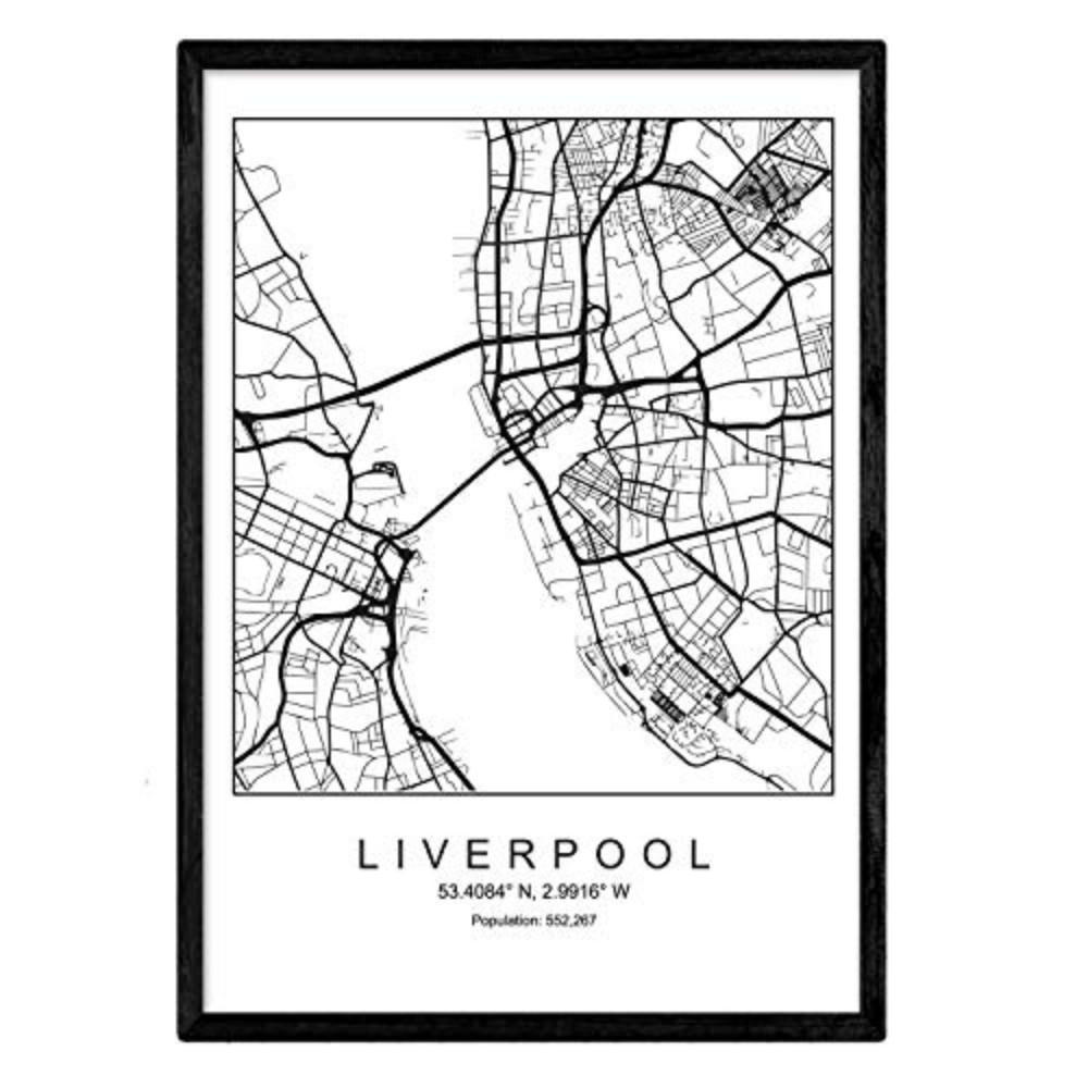 POSTER Liverpool Nordic Style A3 Schwarzer Rahmen - Schwarz, Papier (29.7/5/42cm) - Nacnic