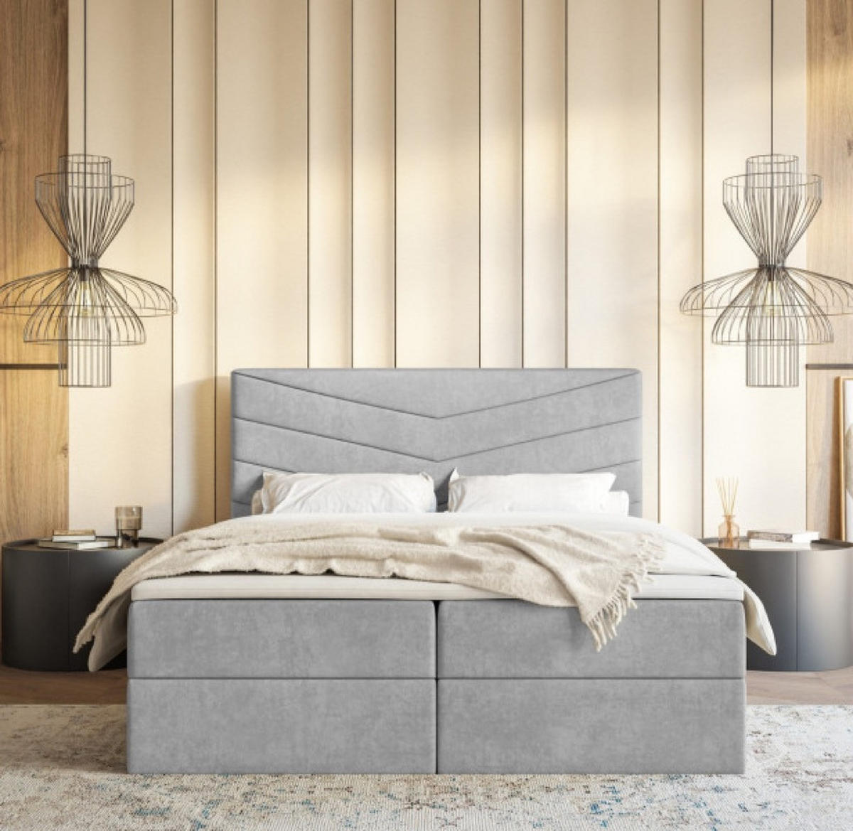 BETT Grau G6 Mit Bettkasten 180x200 cm - Grau, Textil (180/200cm) - Sepro Meble