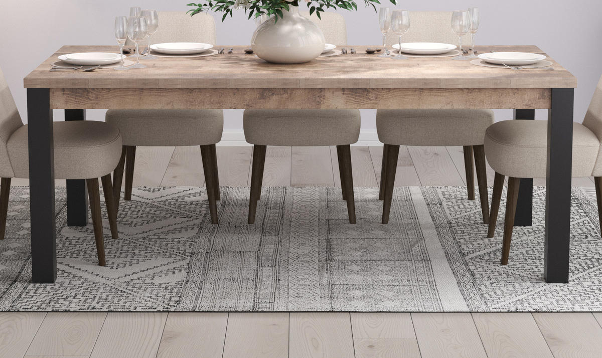 ESSTISCH Eiche Tabak, schwarz Küchentisch 200 x 90 cm - Eichefarben/Schwarz, Holzwerkstoff (100/200/77cm) - Top.Furn