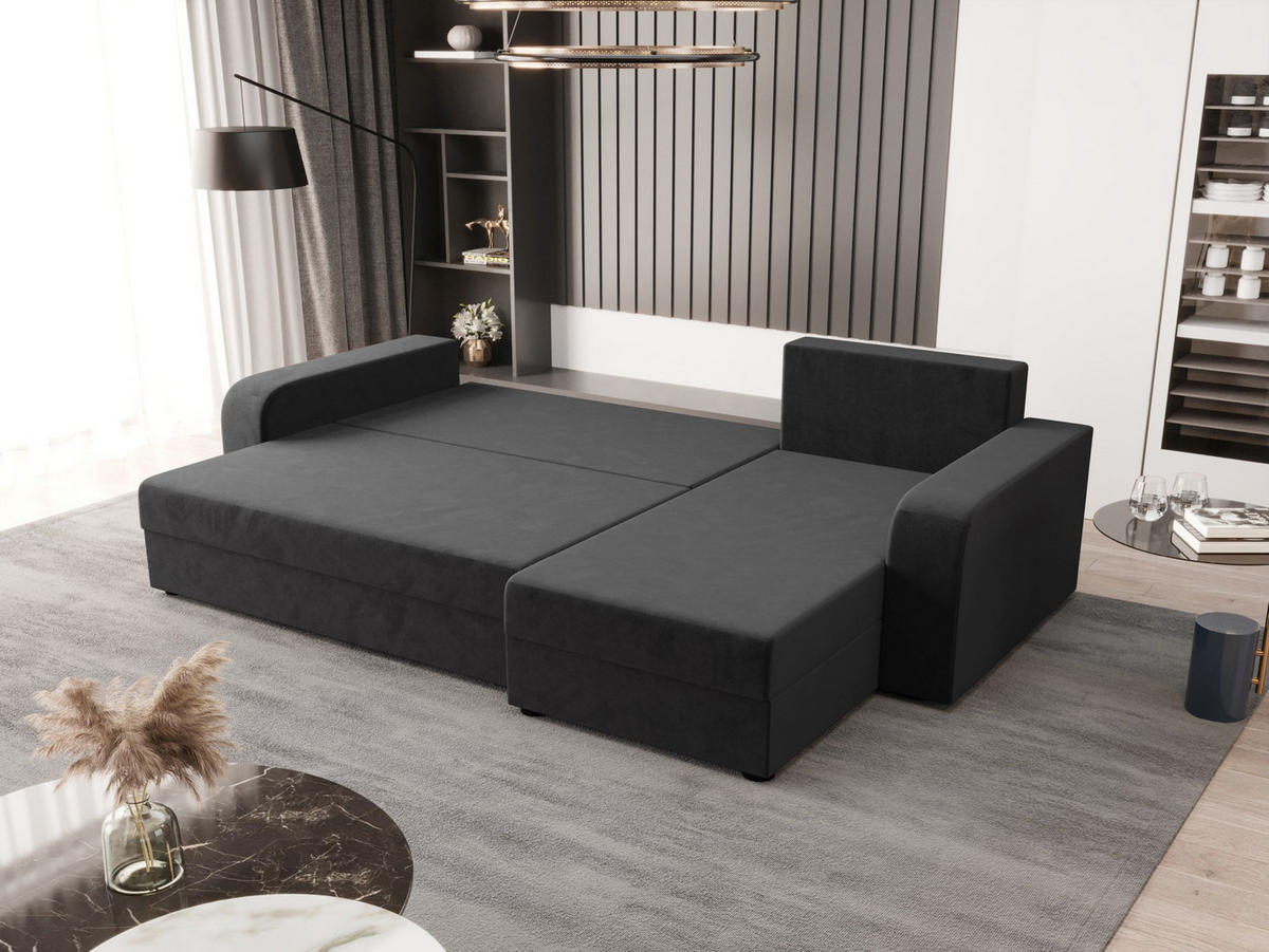 ECKSOFA HEWLET L BIS Itaka 27 Rechts mit Schlaffunktion - Dunkelgrau, Textil (240/140cm) - Bedante